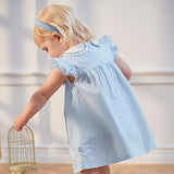 Dave&Bella Toddler Girls Summer Elegant Embroidery Flutter Sleeve Comfortable Dress