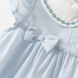 Dave&Bella Toddler Girls Summer Elegant Embroidery Flutter Sleeve Comfortable Dress