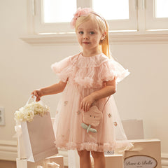 Dave&Bella Girls Summer Light Pink Cute Mesh Princess Dress (wallet bag)
