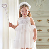 Dave&Bella Summer Toddler Girls White Sleeveless Mesh Princess Dress