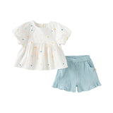 Dave&Bella Toddler Girls Summer Cotton Adorable Short Sleeve T-shirt Short Pant Sets