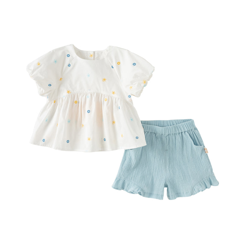 Dave&Bella Girls Summer Cotton Adorable Short Sleeve T-shirt Top Short Pant Set