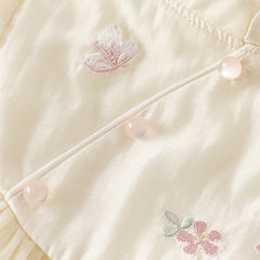 Dave&Bella Toddler Girls Summer Flower Embroidery Chinese-style Mesh Dress(wallet bag)