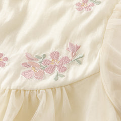 Dave&Bella Toddler Girls Summer Flower Embroidery Chinese-style Mesh Dress(wallet bag)