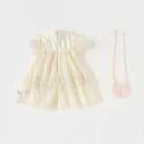 Dave&Bella Toddler Girls Summer Flower Embroidery Chinese-style Mesh Dress(wallet bag)