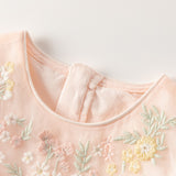Dave&Bella Toddler Girls Summer Noble Flower Embroidery Mesh Princess Dress -1