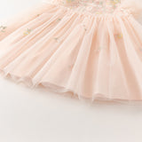 Dave&Bella Toddler Girls Summer Noble Flower Embroidery Mesh Princess Dress -1
