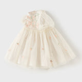 Dave&Bella Toddler Girls Summer Noble Flower Embroidery Mesh Princess Dress -1