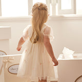 Dave&Bella Toddler Girls Summer Noble Flower Embroidery Mesh Princess Dress -1