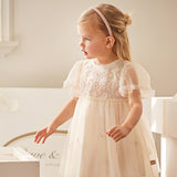 Dave&Bella Toddler Girls Summer Noble Flower Embroidery Mesh Princess Dress -1