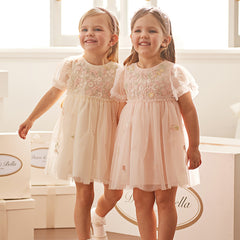 Dave&Bella Girls Summer Noble White/Pink Mesh Princess Dress