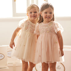 Dave&Bella Girls Summer Noble White/Pink Mesh Princess Dress