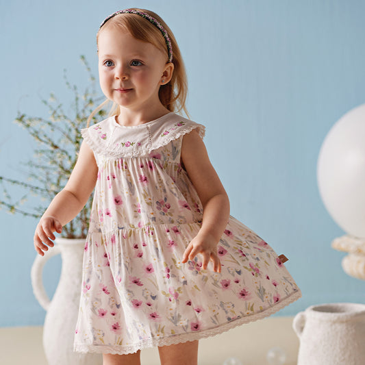 Dave&Bella Girls Summer Floral Print Sweet Casual Sleeveless Vest Dress