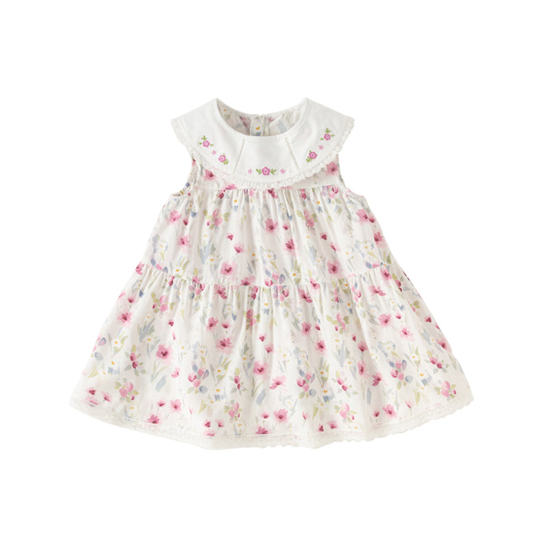 Dave&Bella Toddler Girls Summer Floral Print Sweet Casual Sleeveless Vest Dress