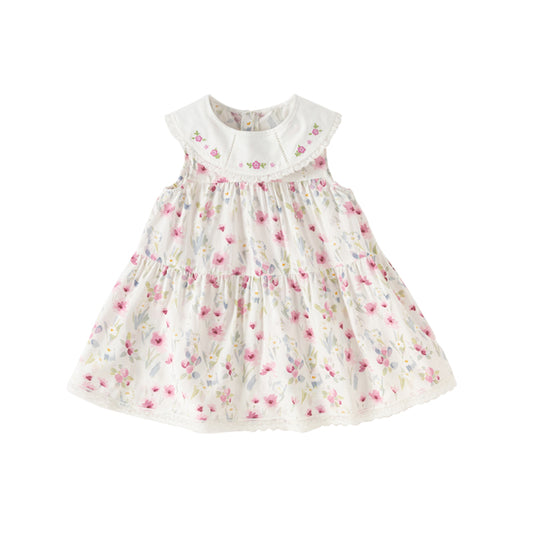 Dave&Bella Girls Summer Floral Print Sweet Casual Sleeveless Vest Dress
