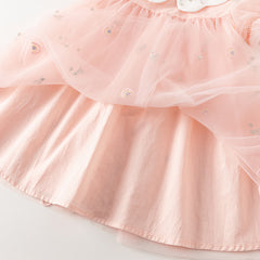 Dave&Bella Girls Summer Cute Pink Mesh Princess Dress(wallet bag)