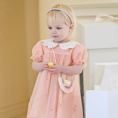 Dave&Bella Girls Summer Cute Pink Mesh Princess Dress(wallet bag)