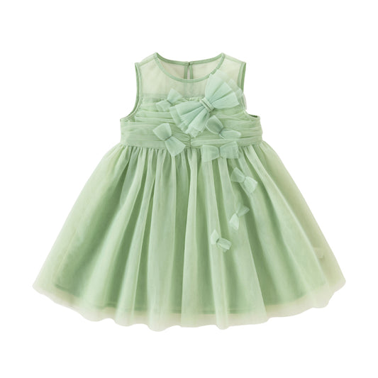 Dave&Bella Girls Summer Green Sleeveless Mesh Party A-line Dress
