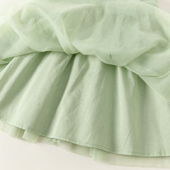 Dave&Bella Girls Summer Green Sleeveless Mesh Party A-line Dress
