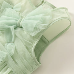 Dave&Bella Girls Summer Green Sleeveless Mesh Party A-line Dress