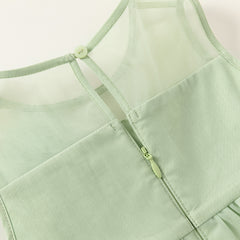Dave&Bella Girls Summer Green Sleeveless Mesh Party A-line Dress