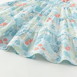 Dave&Bella Summer Toddler Girls Cotton Blue Floral Print Slip Dress