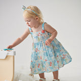 Dave&Bella Summer Toddler Girls Cotton Blue Floral Print Slip Dress