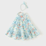 Dave&Bella Summer Toddler Girls Cotton Blue Floral Print Slip Dress