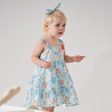 Dave&Bella Summer Toddler Girls Cotton Blue Floral Print Slip Dress