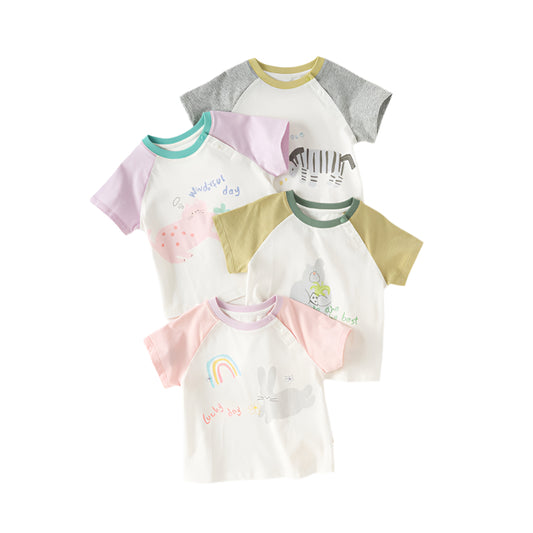 Dave&Bella Girls/Boys Summer Cotton Cartoon Print Casual T-shirt Top