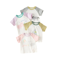 Dave&Bella Girls/Boys Summer Cotton Cartoon Print Casual T-shirt Top