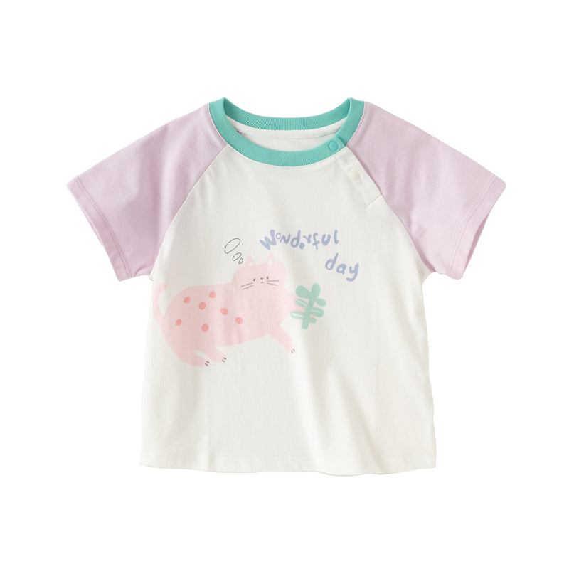 Dave&Bella Toddler Girls/Boys Summer Cotton Cartoon Print Casual T-shirt Top