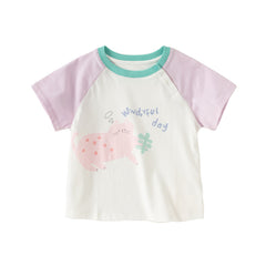 Dave&Bella Girls/Boys Summer Cotton Cartoon Print Casual T-shirt Top