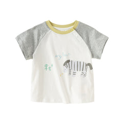 Dave&Bella Girls/Boys Summer Cotton Cartoon Print Casual T-shirt Top