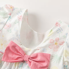 Dave&Bella Girls Summer Cotton Floral Print Classic A-line Dress