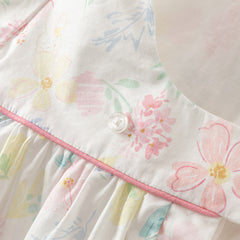 Dave&Bella Girls Summer Cotton Floral Print Classic A-line Dress