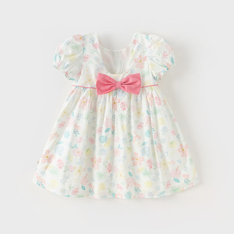 Dave&Bella Toddler Girls Summer Cotton Floral Print Classic A-line Dress