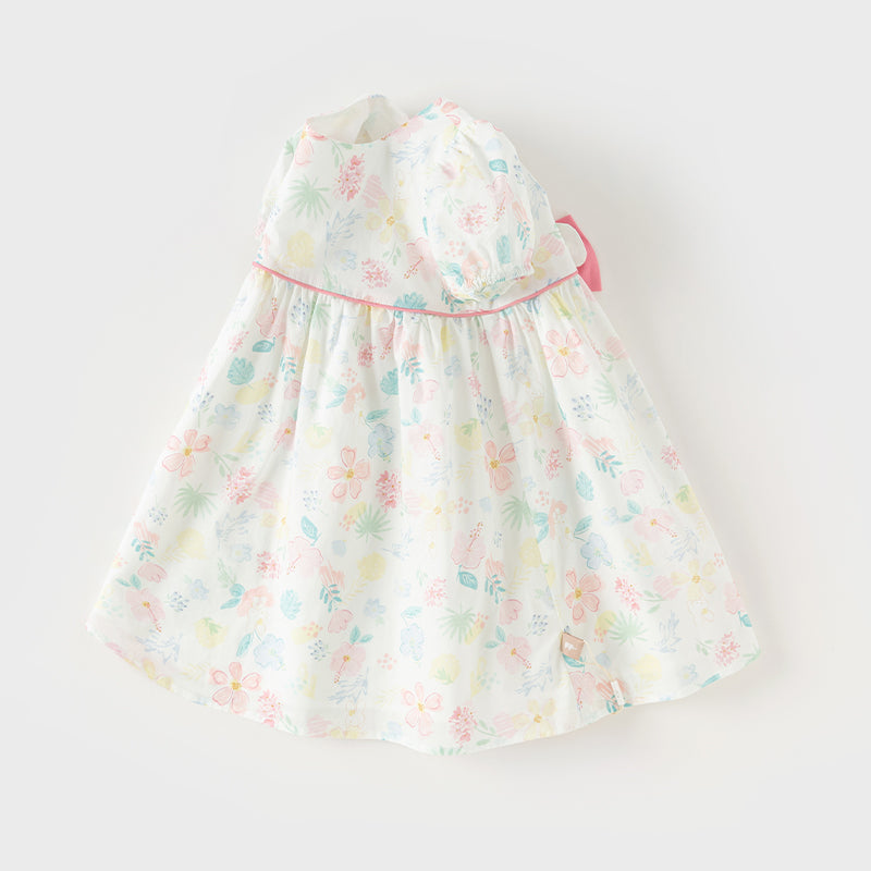 Dave&Bella Toddler Girls Summer Cotton Floral Print Classic A-line Dress