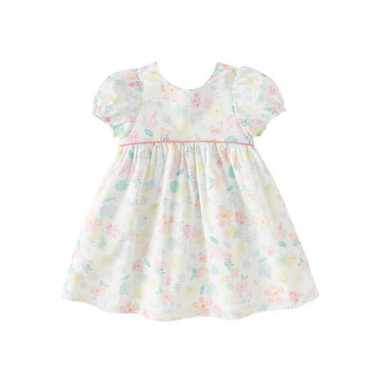 Dave&Bella Girls Summer Cotton Floral Print Classic A-line Dress