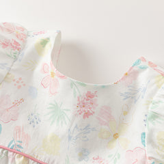 Dave&Bella Girls Summer Cotton Floral Print Classic A-line Dress