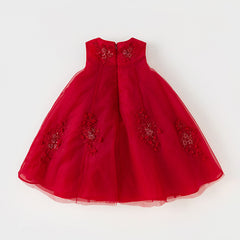 Dave&Bella Kids Girls Summer Festival Red Sleeveless Luxury Tulle Formal Princess Dress
