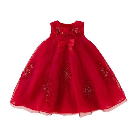 Dave&Bella Kids Girls Summer Festival Red Sleeveless Luxury Tulle Formal Princess Dress