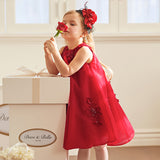 Dave&Bella Kids Girls Summer Festival Red Sleeveless Luxury Tulle Formal Princess Dress -1