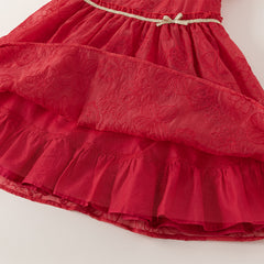 Dave&Bella Girls Summer Red Sleeveless Elegance Princess Dress