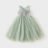 Dave&Bella Toddler Girls Summer Grey Green Sleeveless Princess Tulle Dress