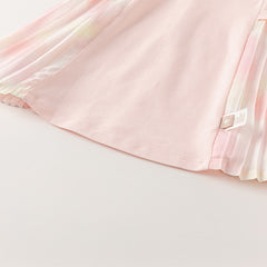 Dave&Bella Baby Girls Summer Short Sleeves Pink Pleated Dress