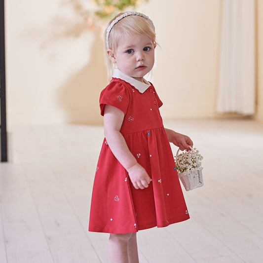 Dave & Bella Girl's Polo Princess Dress-Red