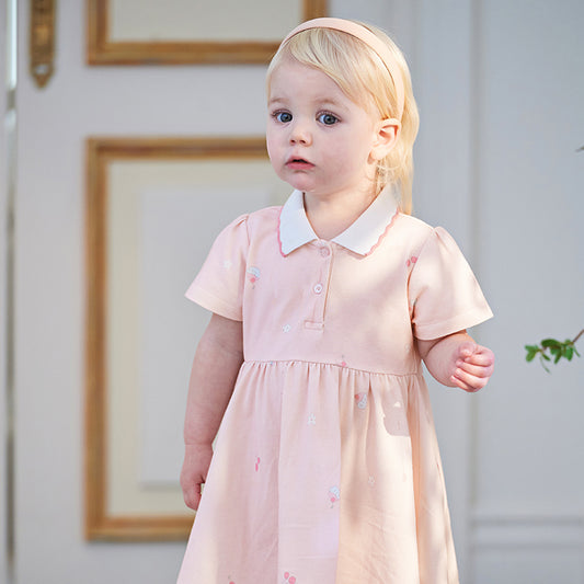 Dave & Bella Girl's Polo Princess Dress-Pink