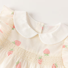 Dave&Bella Girls Summer Cotton Strawberry Print Sleeveless T-shirt Short Pant Set