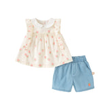 Dave&Bella Toddler Girls Summer Cotton Strawberry Print T-shirt Short Sets